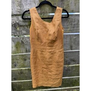 CRISCA by Escada Linen Mini Dress Vintage 80s Secretary Office Crisscross Back